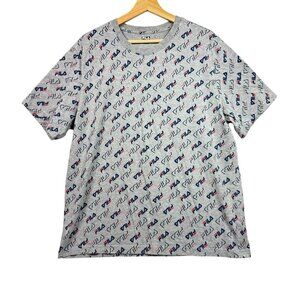 Fila All Over Print Logo Spellout Gray Shirt XL Short Sleeve T Shirt Tee